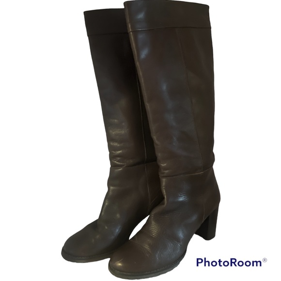 Knee high brown leather boots chucks - Picture 1 of 4